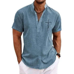 Men's casual suit 3D printed zipper short sleeved polo shirt Know You're Still Able