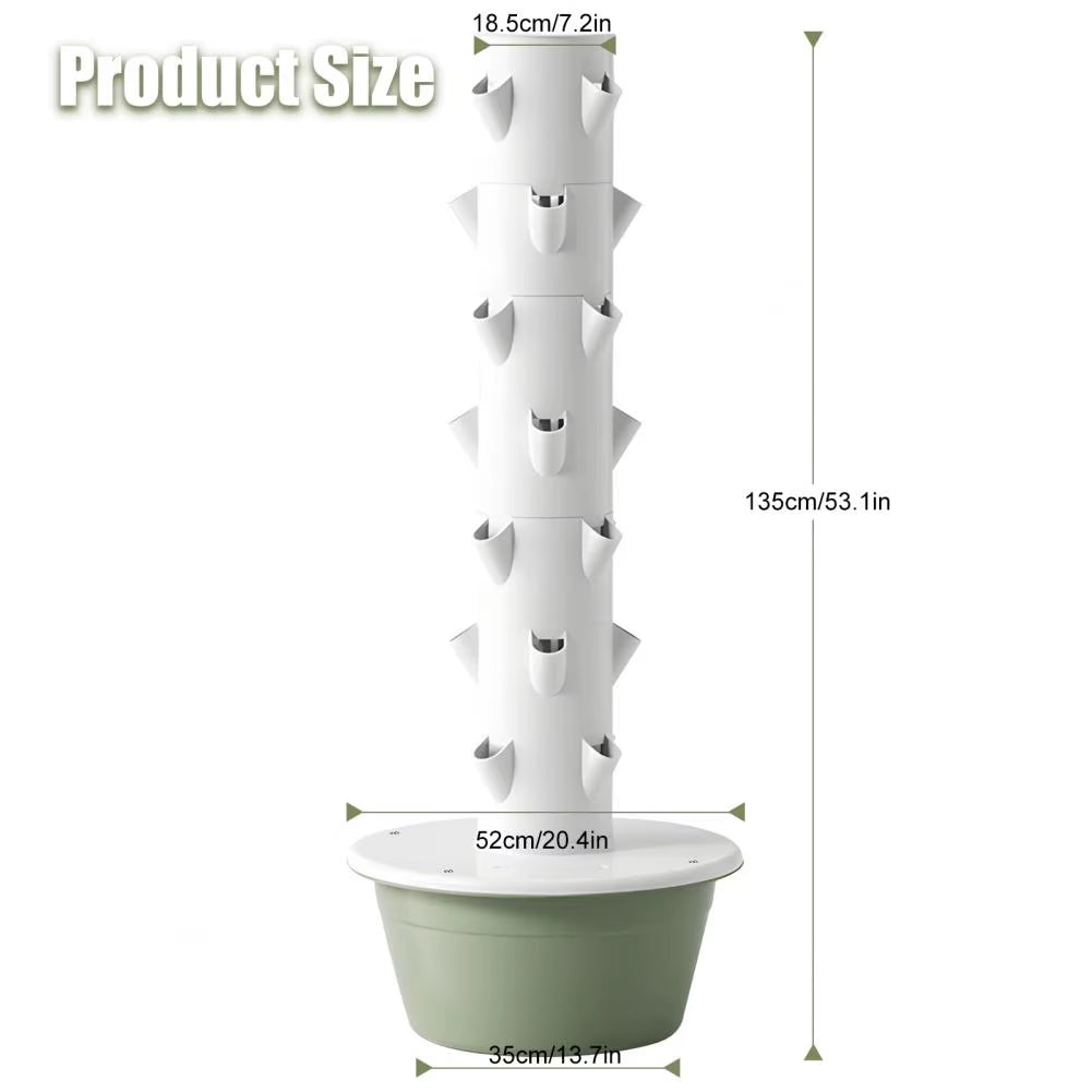 7 Layers Hydroponic Growing Tower with Tank, Indoor Hydroponics Growing System, Vegetables Vertical Planter Tower Garden Kit