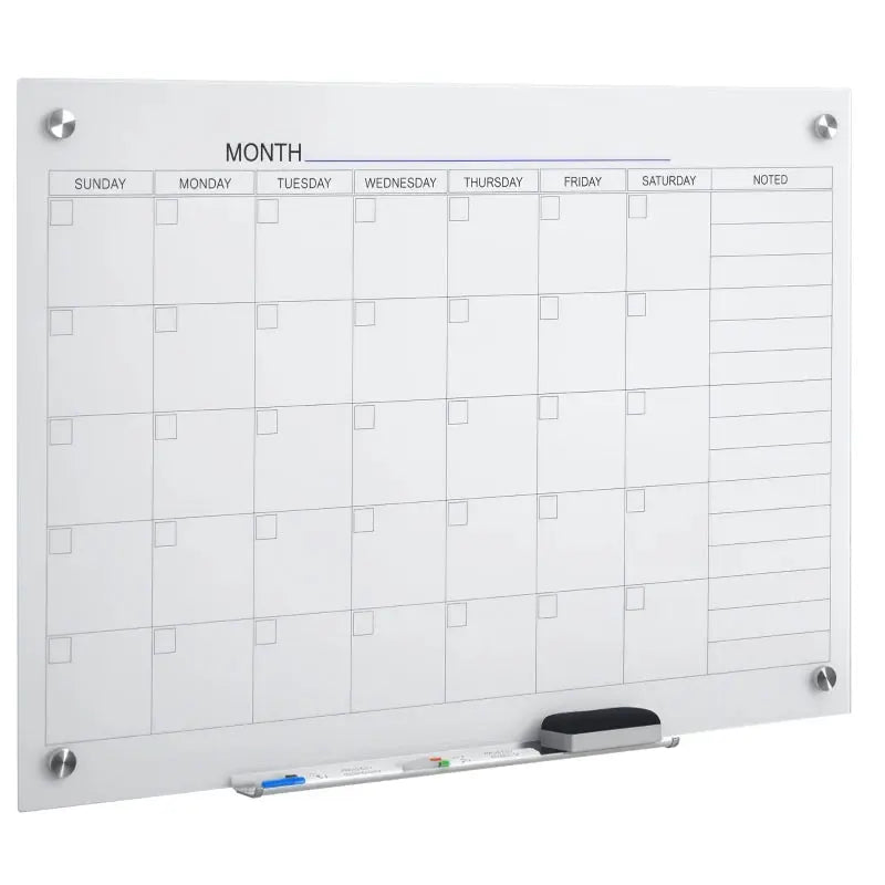Dry Erase Wall Calendar Glass Whiteboard Monthly Planner For Homeschool Supplies & Home Office Organization With 4 Markers And 1 Eraser,Frameless Know You're Still Able