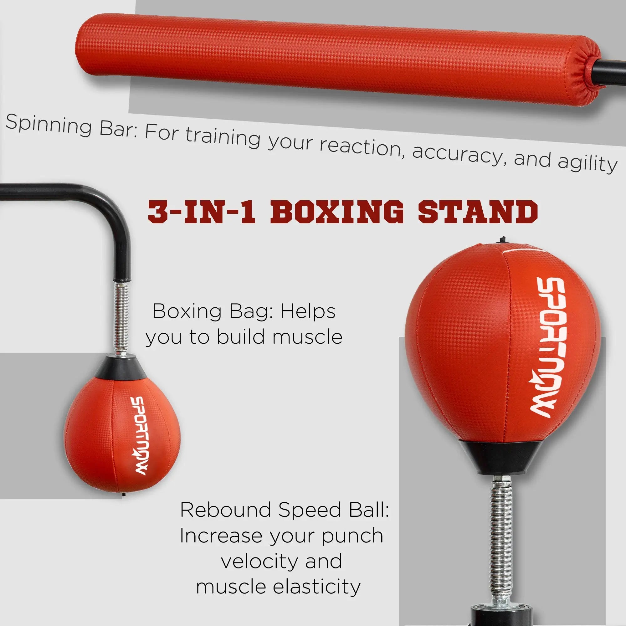 4.6'-6.7' Speed Bag Boxing Bag Stand, Reflex Bag Boxing Training Equipment, Speed Punching Bag, Red Know You're Still Able