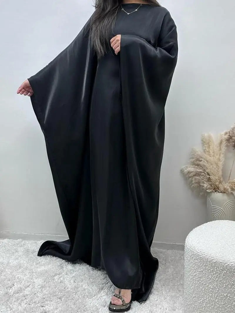 Women'S Solid Color round Neck Kaftan, Modest Fashion Long Sleeve Dress for Daily Wear, Women'S Islamic Clothing for All Seasons
