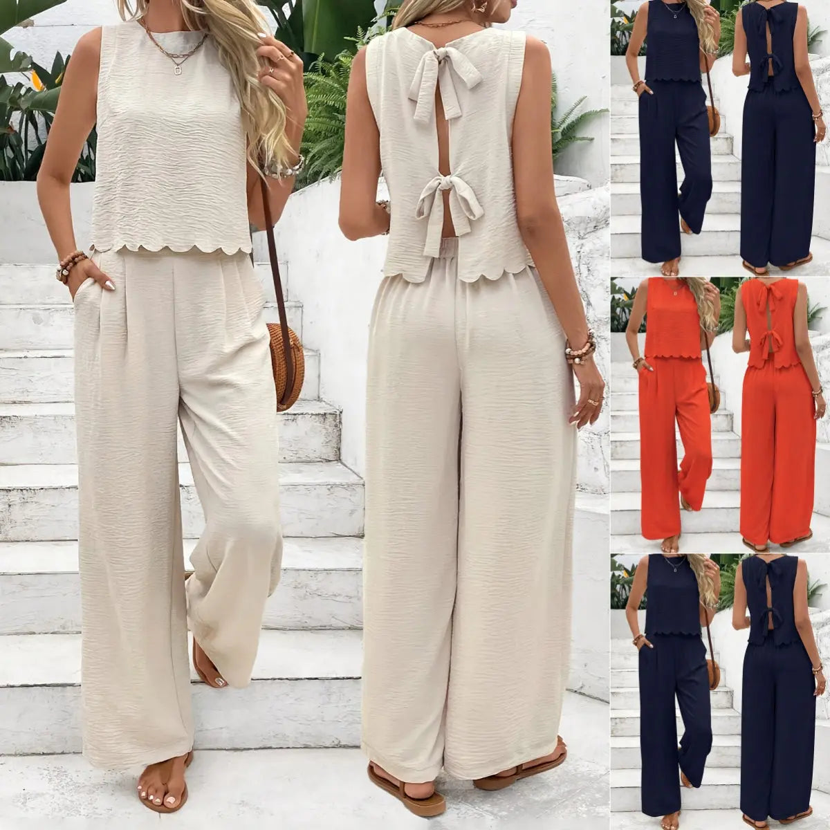 Casual Sleeveless Vest Casual Trousers Suit Summer Tank Top Casual Pants Set For Daily Wear Women's Clothing Know You're Still Able