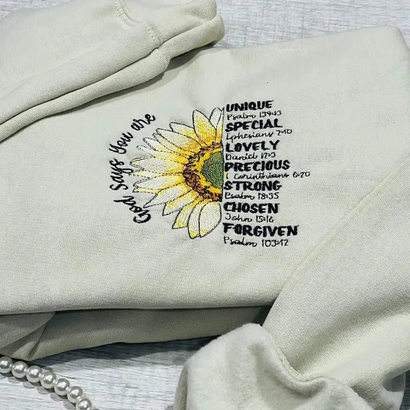 Sunflower Faith Embroidery Sweatshirt.