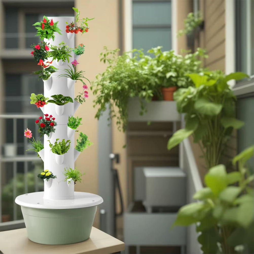 7 Layers Hydroponic Growing Tower with Tank, Indoor Hydroponics Growing System, Vegetables Vertical Planter Tower Garden Kit