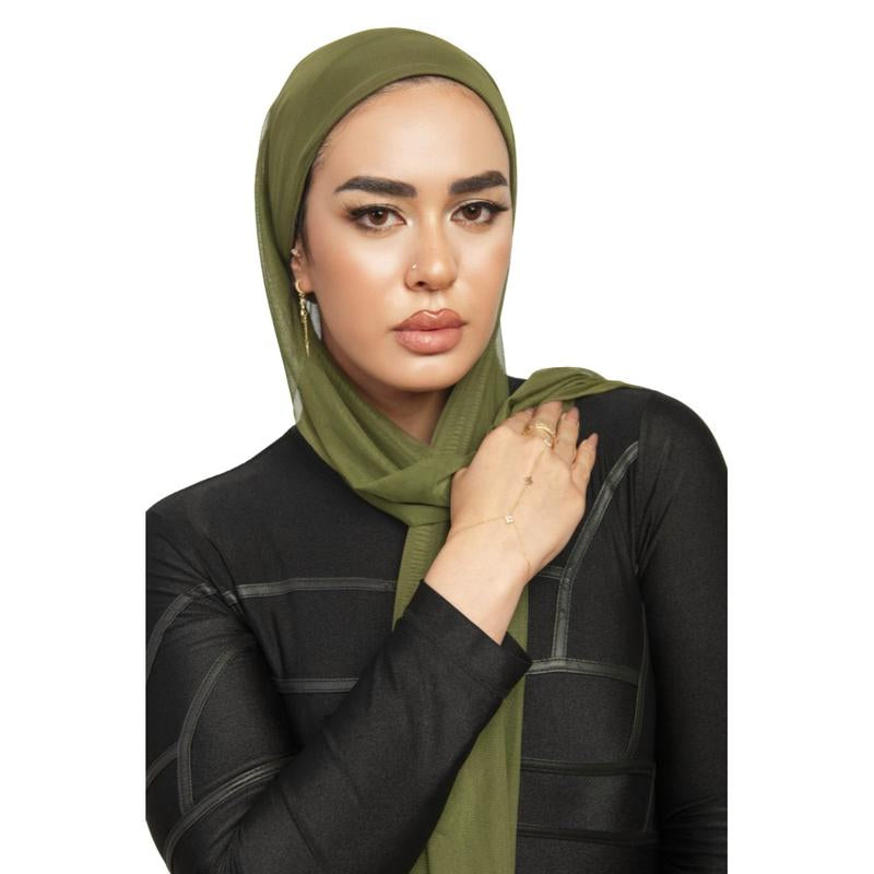 2 in 1 Instant Swim and Gym Hijab Quick Dry Waterproof Undercap with Presewen Mesh Hijab Casual Black