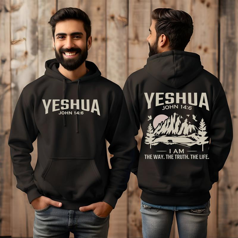 Religious Hoodie, YESHUA, John 14:6 Bible Verse Sweatshirt, Christian Apparel, Unisex Religious Gift, Inspirational Clothing