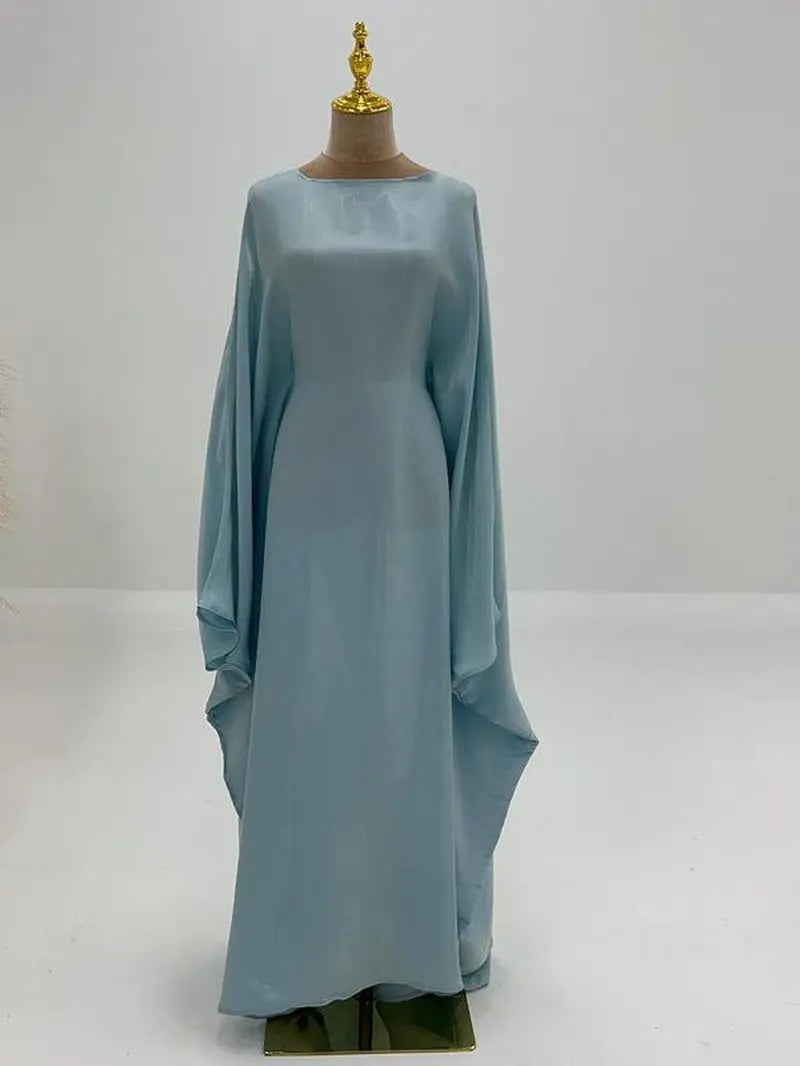 Women'S Solid Color round Neck Kaftan, Modest Fashion Long Sleeve Dress for Daily Wear, Women'S Islamic Clothing for All Seasons