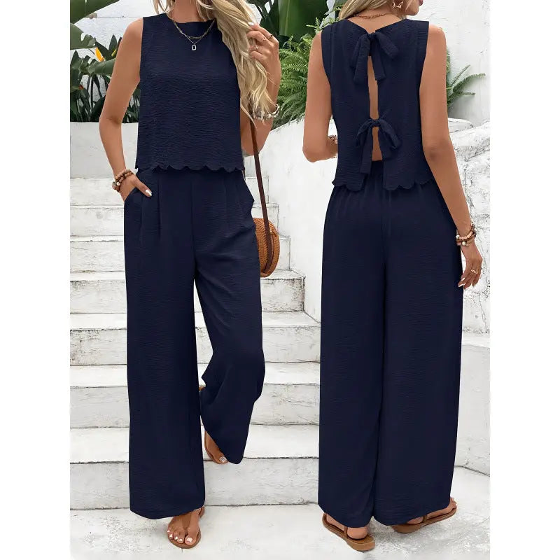 Casual Sleeveless Vest Casual Trousers Suit Summer Tank Top Casual Pants Set For Daily Wear Women's Clothing Know You're Still Able