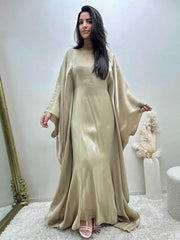 Women'S Solid Color round Neck Kaftan, Modest Fashion Long Sleeve Dress for Daily Wear, Women'S Islamic Clothing for All Seasons