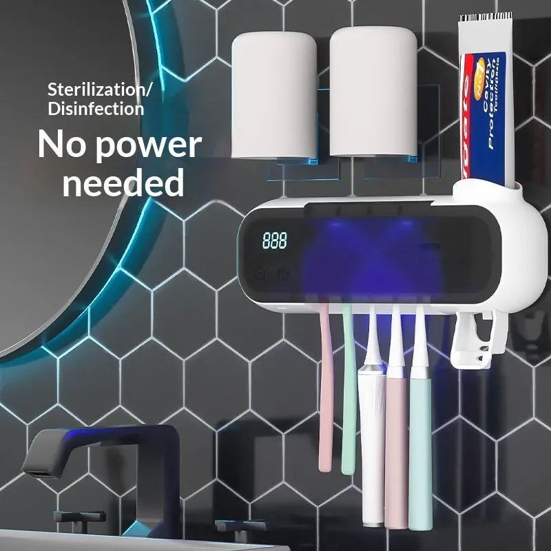 UV Sterilizing Tooth Cup No-Drill Toothbrush Sterilizer With Electric Drying Storage Rack For Organization Know You're Still Able