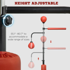 4.6'-6.7' Speed Bag Boxing Bag Stand, Reflex Bag Boxing Training Equipment, Speed Punching Bag, Red Know You're Still Able
