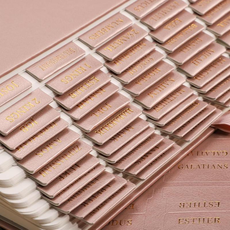 RETTACY Bible Tabs, Leather Bible Tabs, Large Size, Bible Tabs for Women, Bible Study Supplies, 66 Bible Tabs for Old and New Testament, Additional 21 Tabs for Apocrypha, 9 Blank Tabs for Book
