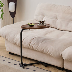 Brown C-shaped Side Table, Small Sofa Table For Living Room