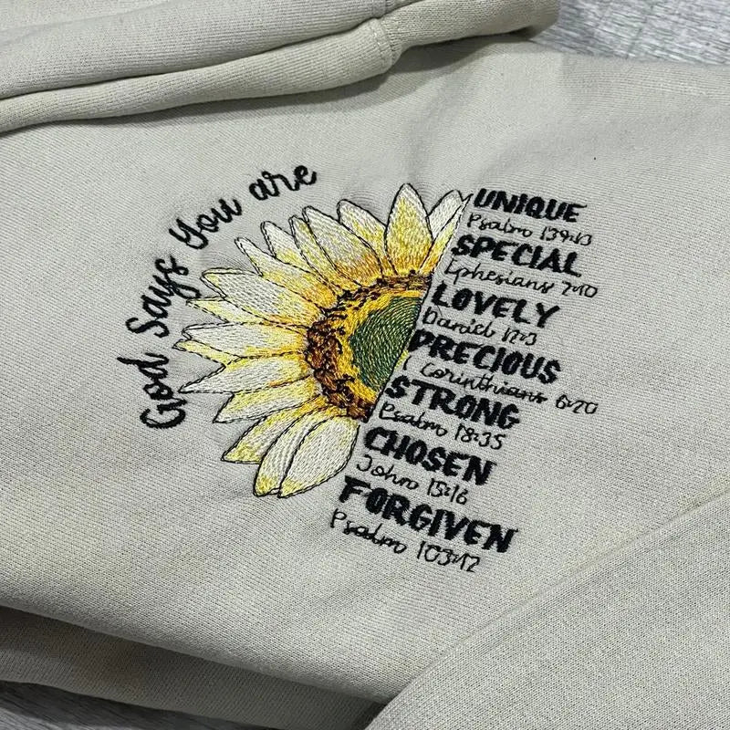Sunflower Faith Embroidery Sweatshirt.