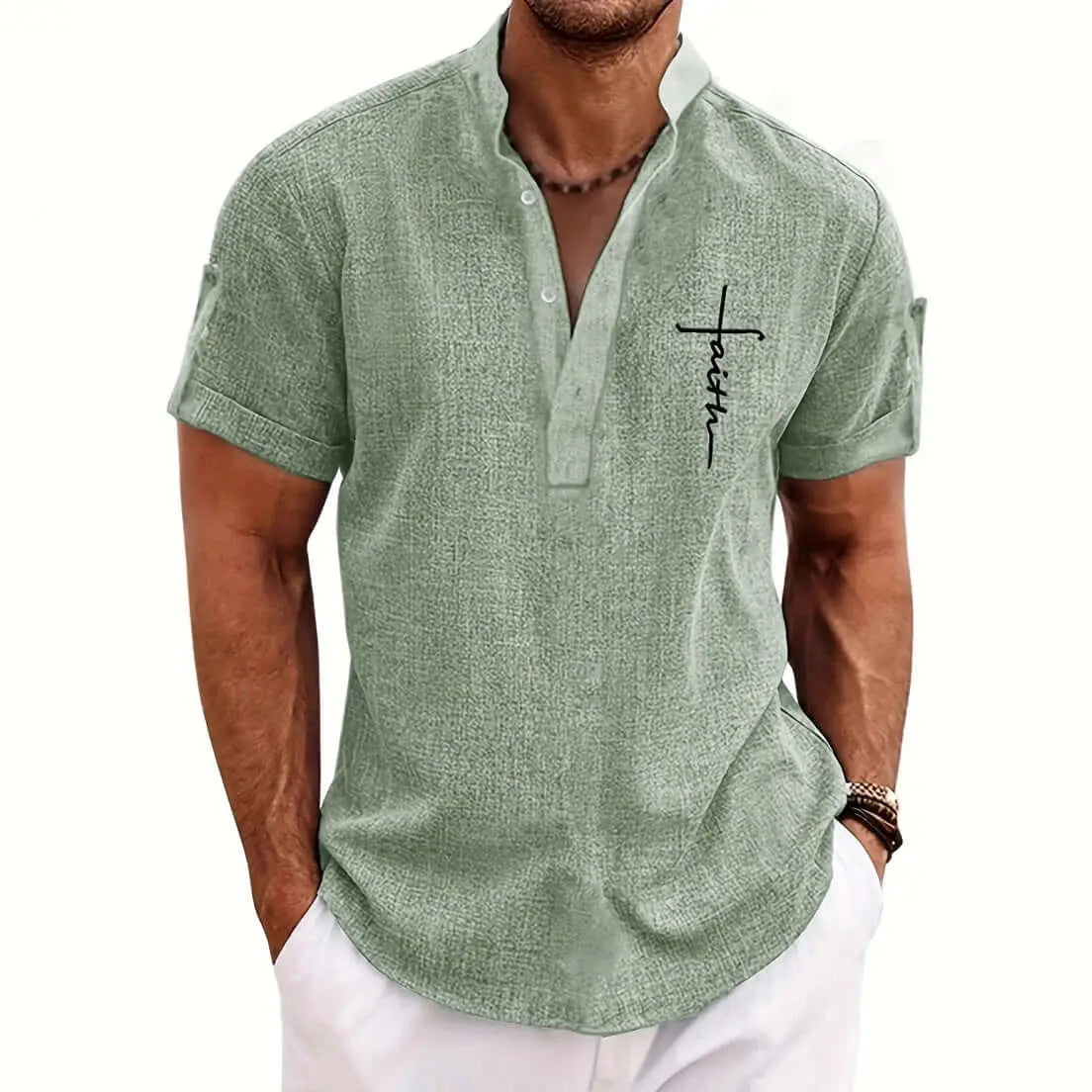 Men's casual suit 3D printed zipper short sleeved polo shirt Know You're Still Able