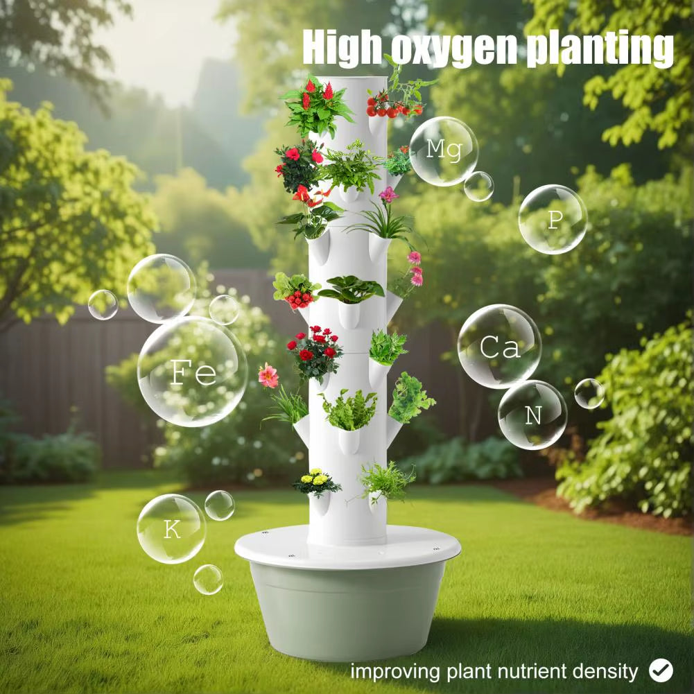 7 Layers Hydroponic Growing Tower with Tank, Indoor Hydroponics Growing System, Vegetables Vertical Planter Tower Garden Kit