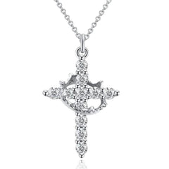 Classic Crown & Cross Pendant Necklace