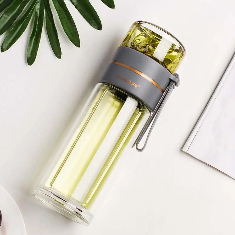 Glass Water Bottle With Tea Infuser Filter Tea Separation Double Wall Glass Bottle Leakproof Water Bottle Know You're Still Able