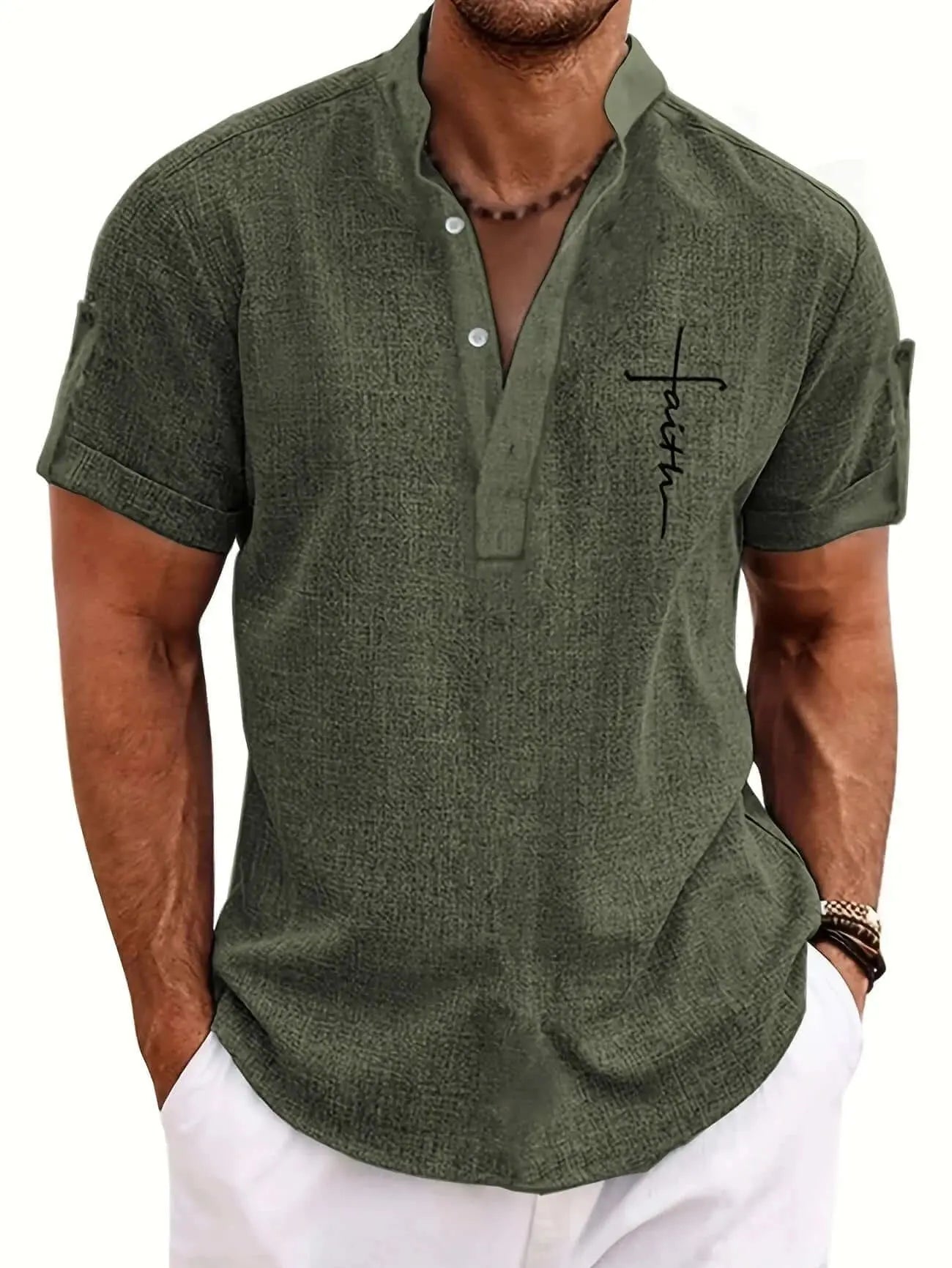 Men's casual suit 3D printed zipper short sleeved polo shirt Know You're Still Able