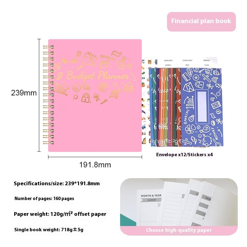 Financial Cash Budget Book with Paper Bag – Cash Envelope Budget Planner for Money Management, Expense Tracker & Saving System