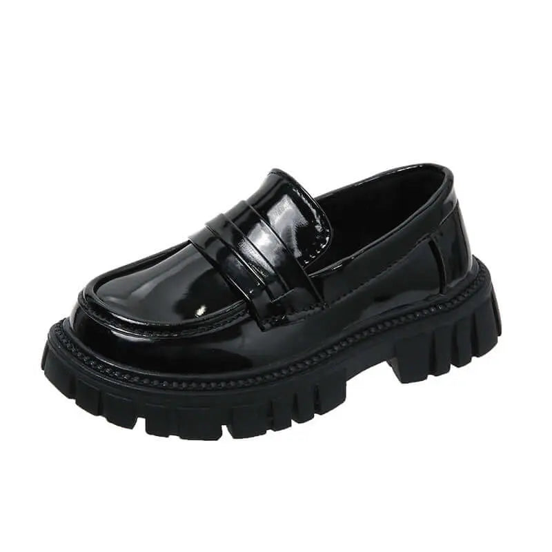 Spring And Autumn Children's English Style Black Thick Sole Single Shoes Know You're Still Able