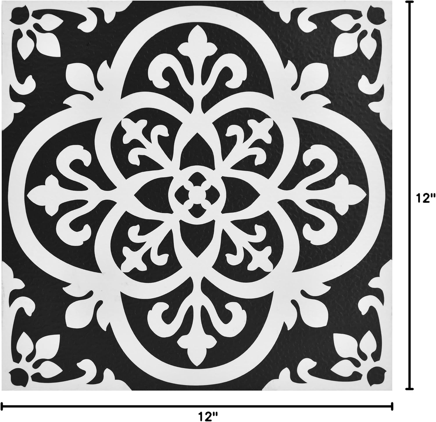 Gothic Peel & Stick Floor Tiles, Black, 24"X24", 10 Pack