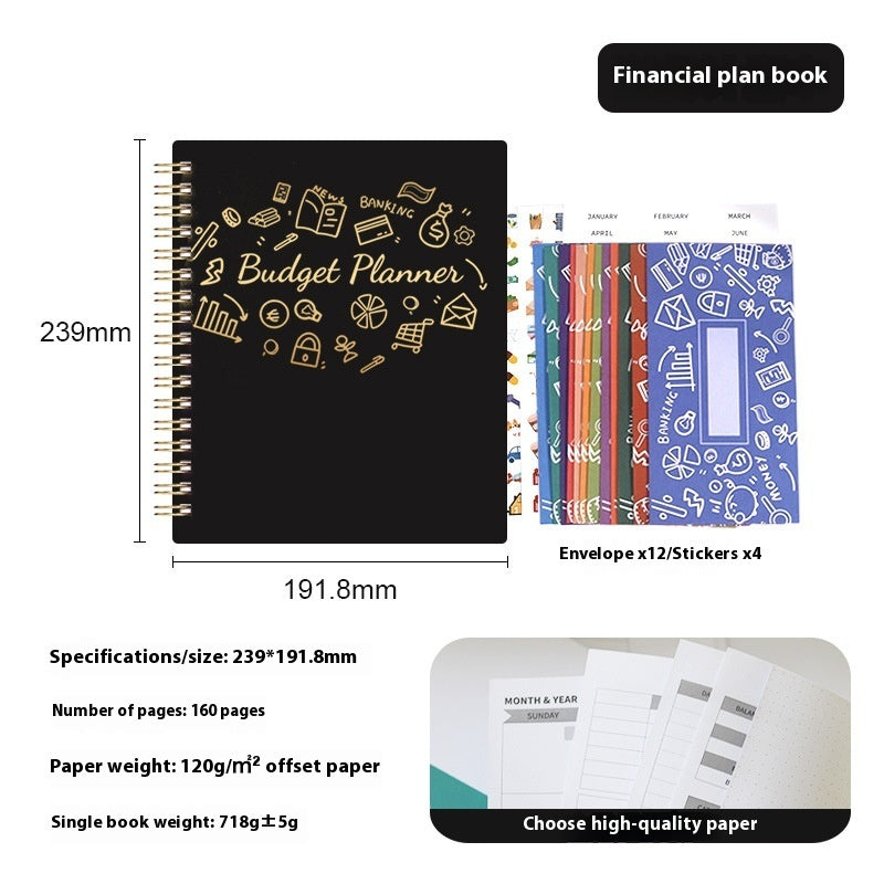 Financial Cash Budget Book with Paper Bag – Cash Envelope Budget Planner for Money Management, Expense Tracker & Saving System