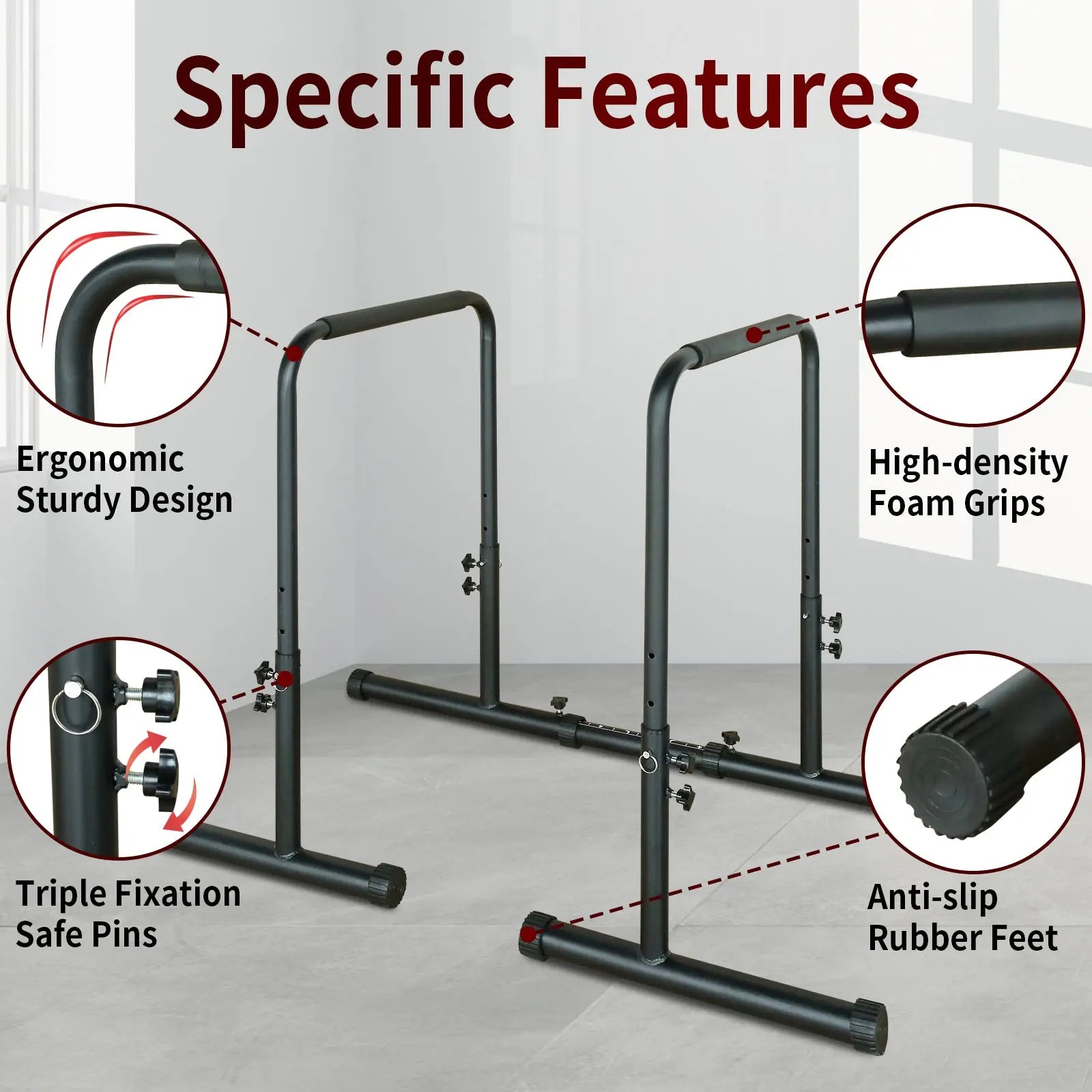 Power Tower Dip Station Pull Up Bar Stand Adjustable Height Heavy Duty Multi-Function Fitness Training Equipment Know You're Still Able