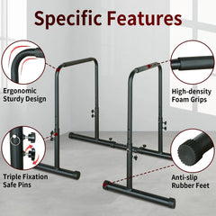 Power Tower Dip Station Pull Up Bar Stand Adjustable Height Heavy Duty Multi-Function Fitness Training Equipment Know You're Still Able
