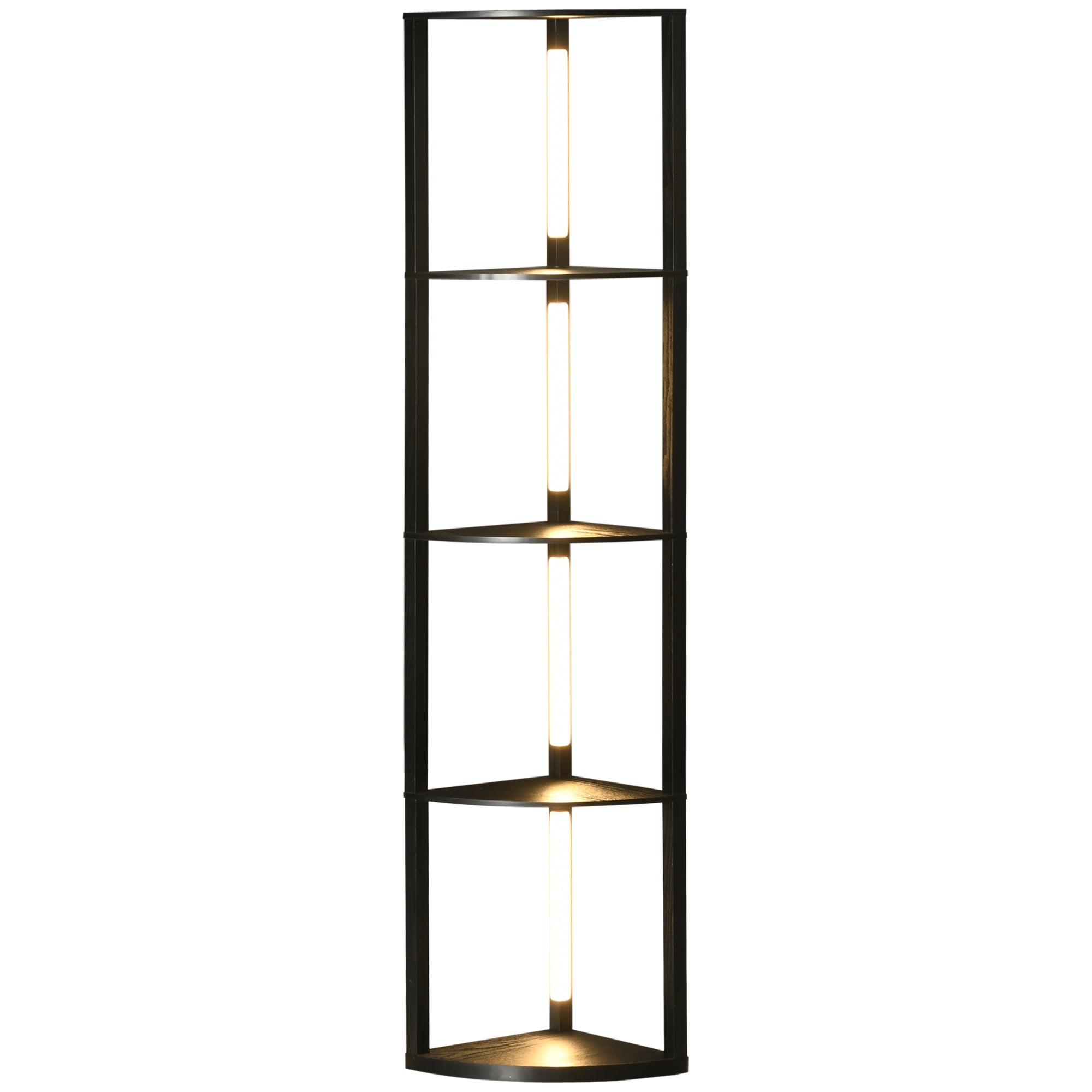 Corner Floor Lamp For Living Room Bedroom With Dimmable Warm White LED Light, Modern Tall Standing Lamp, Black