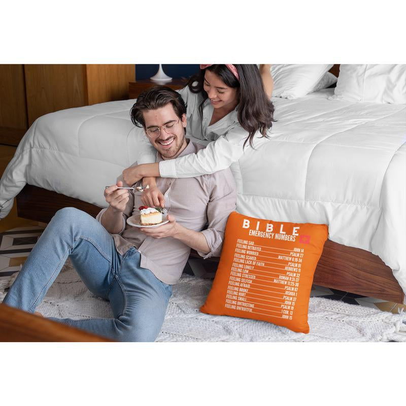 Emergency Bible Numbers Christian Pillow White