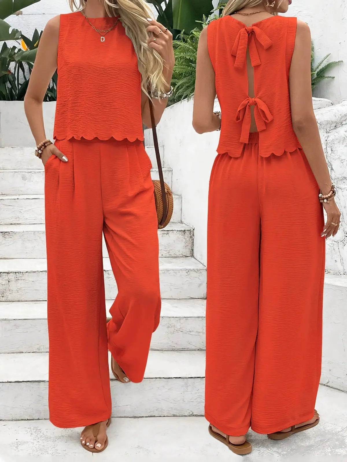 Casual Sleeveless Vest Casual Trousers Suit Summer Tank Top Casual Pants Set For Daily Wear Women's Clothing Know You're Still Able