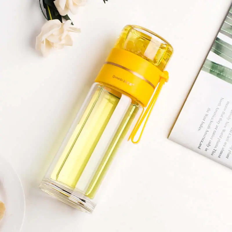 Glass Water Bottle With Tea Infuser Filter Tea Separation Double Wall Glass Bottle Leakproof Water Bottle Know You're Still Able