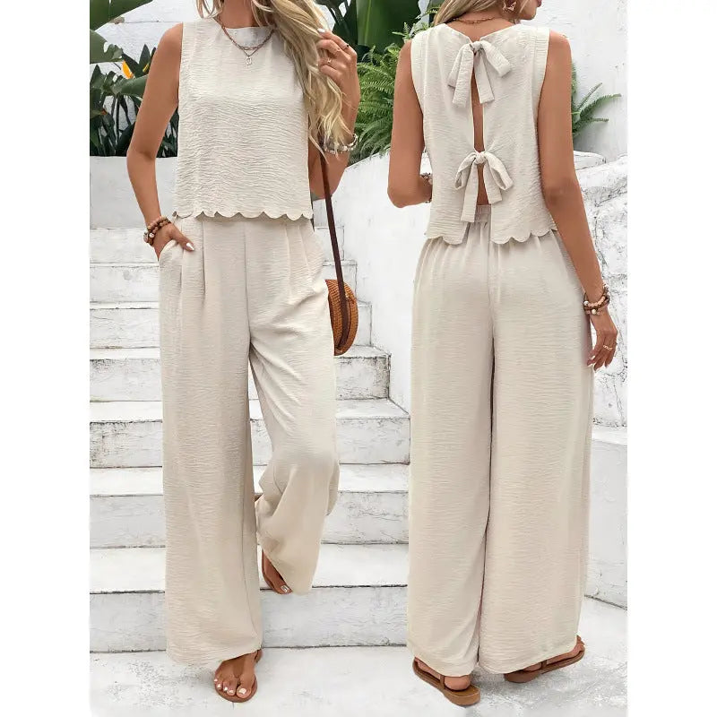 Casual Sleeveless Vest Casual Trousers Suit Summer Tank Top Casual Pants Set For Daily Wear Women's Clothing Know You're Still Able