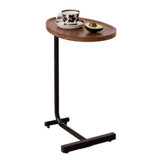 Brown C-shaped Side Table, Small Sofa Table For Living Room
