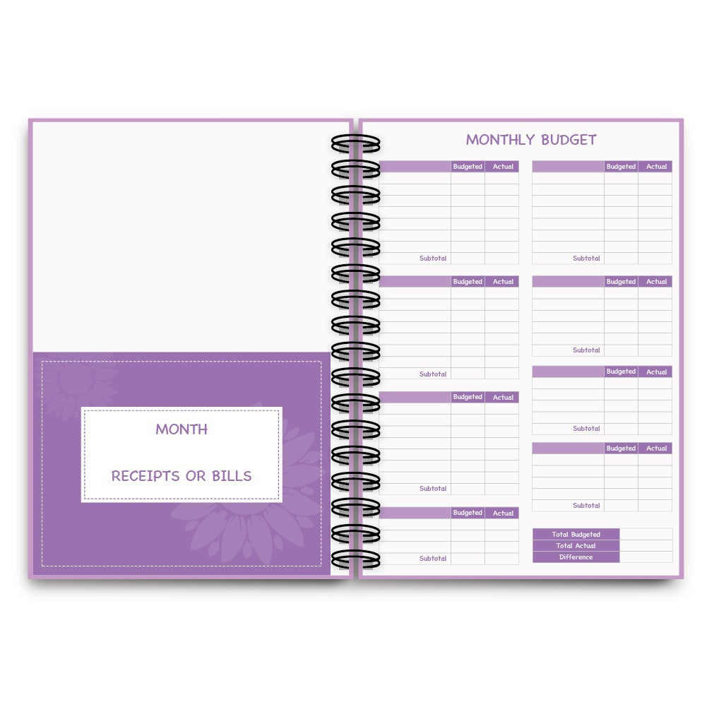 Coil Budget Planner Notebook with Monthly Financial Stickers | English Expense Tracker & Money Management Book Set