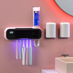 UV Sterilizing Tooth Cup No-Drill Toothbrush Sterilizer With Electric Drying Storage Rack For Organization Know You're Still Able