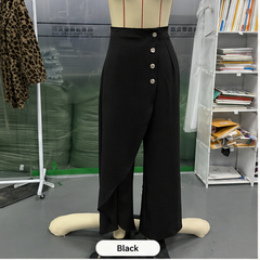 Unique Straight-leg Pants with Large Ruffled Buttons