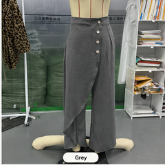 Unique Straight-leg Pants with Large Ruffled Buttons